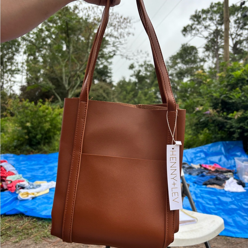 Tan Leather Tote Bag